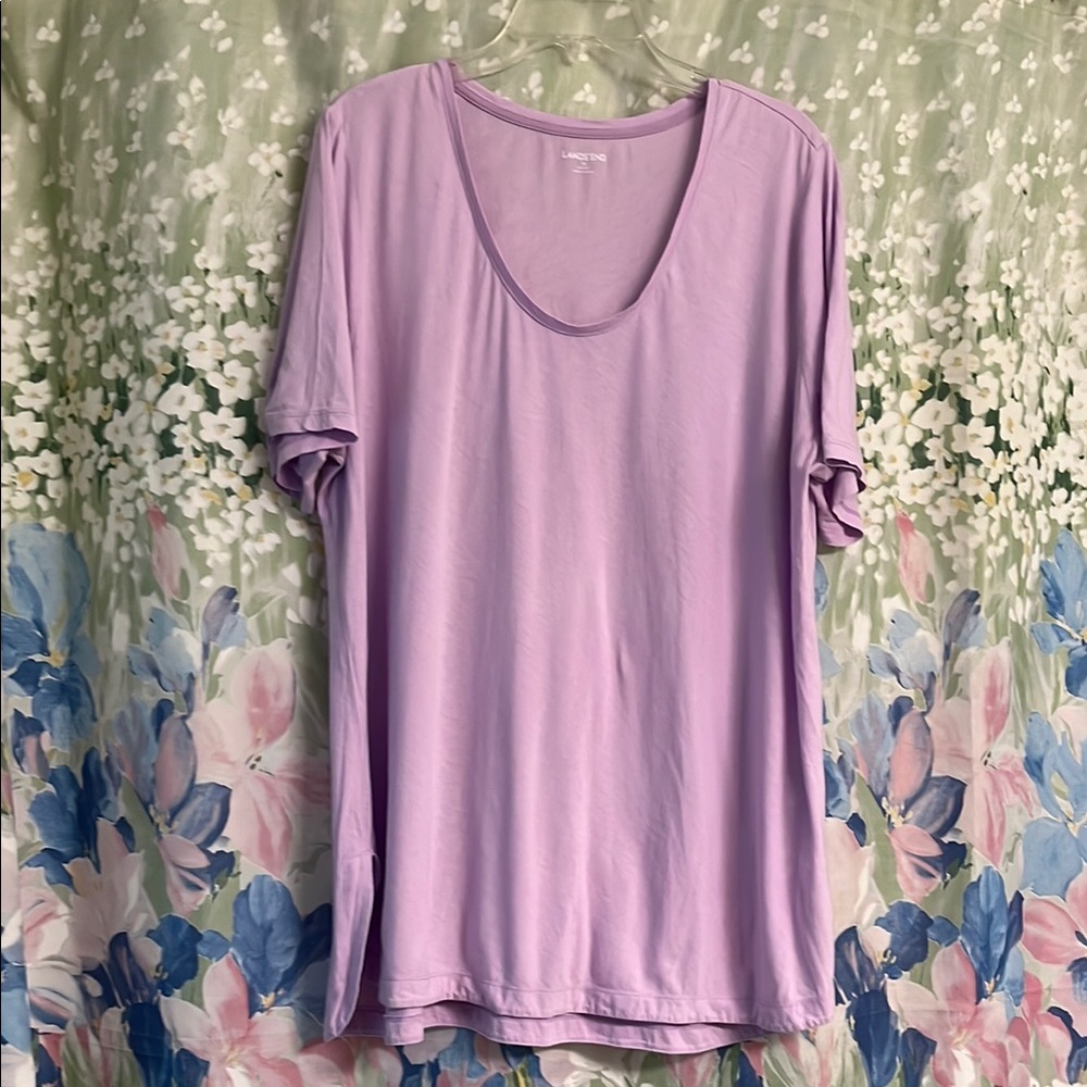 Lands End lilac s/s tunic top size 1X 100% cotton